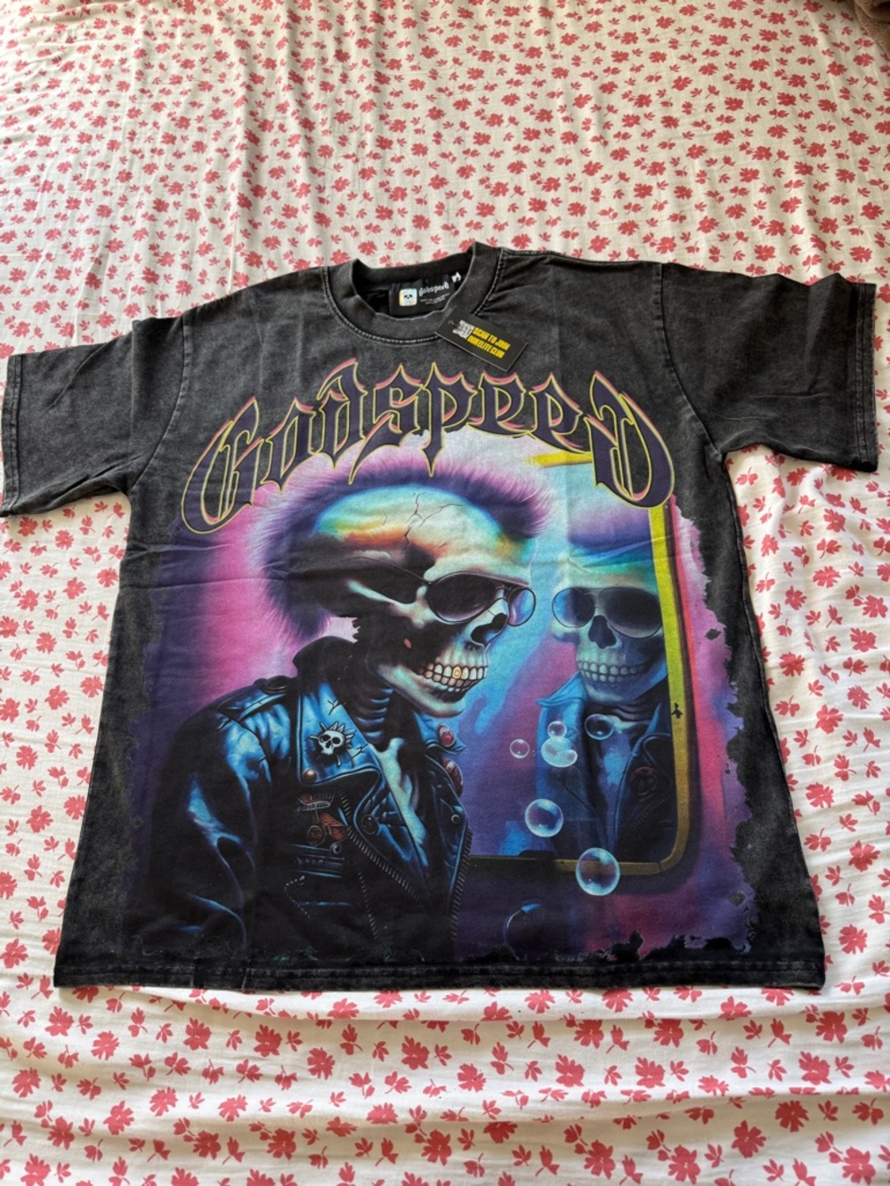 Godspeed - Man in the mirror Skull Graphic Short Sleeve Tee - Black